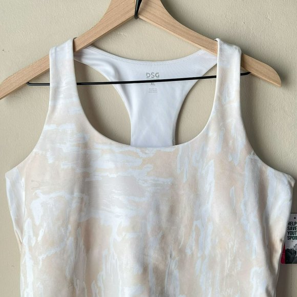 DSG X TWITCH + ALLISON Women's Cropped Fashion Tank Top Torn Camo Cream - Picture 2 of 9